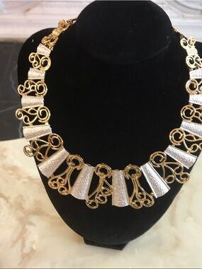 Gold and Silver Statement Necklace - Elegant Women's Jewelry
